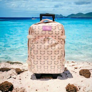 OMG Brand, Kitty Print, Rolling Luggage, Travel Bag, with Handle, Pink